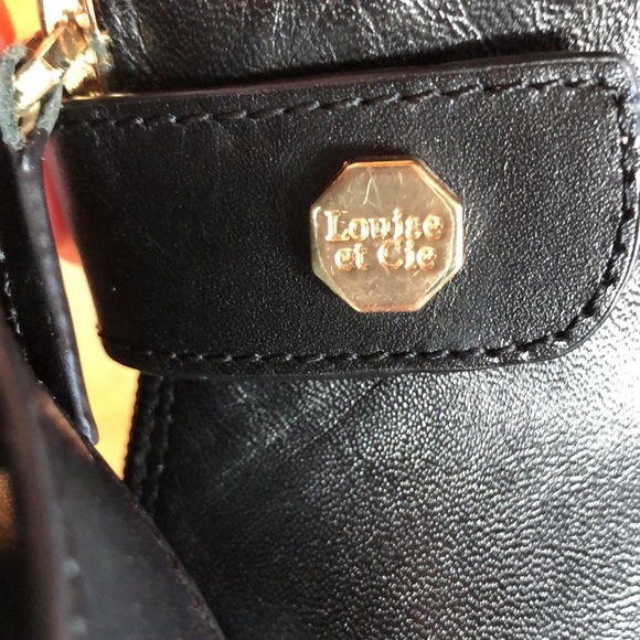 Louise et Cie black leather ankle boots back zip snap strap w logo 7.5 - Picture 4 of 11